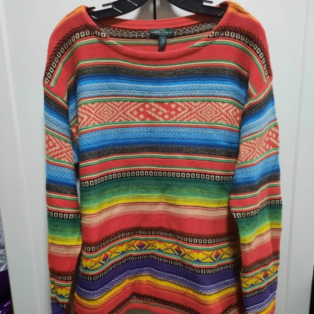 LRL Lauren Jeans Co Ralph Lauren Southwestern Cotton Blend Sweater NWT Sz XL